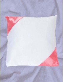 Pernă pătrată albă cu colțuri roz personalizată Pernă pătrată albă cu colțuri roz personalizată