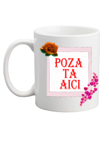 Cană cu două poze si flori Cană cu două poze si flori