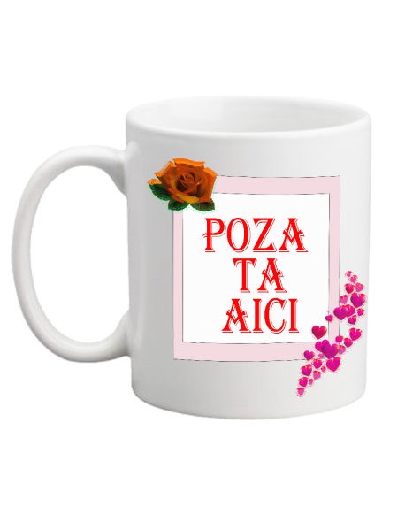 Cană cu două poze si flori