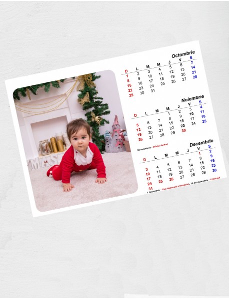 Calendar personalizat cu poze  format  A4 simplu