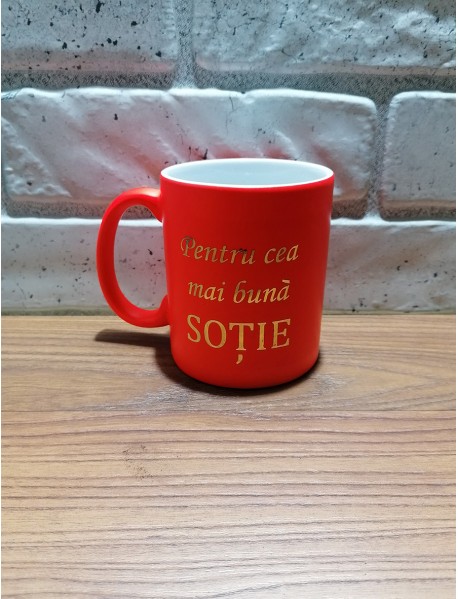 Cană - Pentru cea mai bună soție cu scris auriu