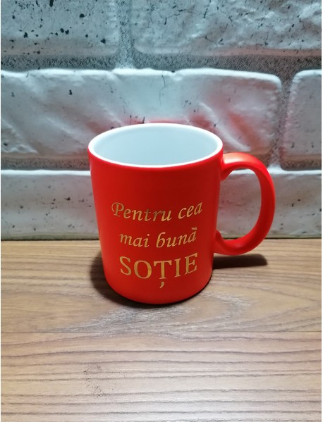 Cană - Pentru cea mai bună soție cu scris auriu Cană - Pentru cea mai bună soție cu scris auriu