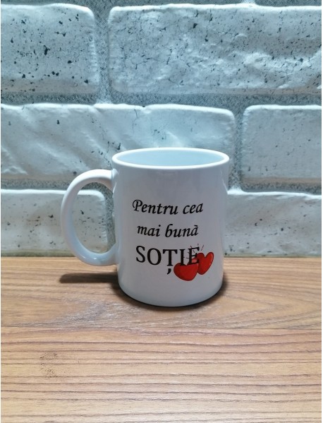 Cană - Pentru cea mai bună soție cu inimioare