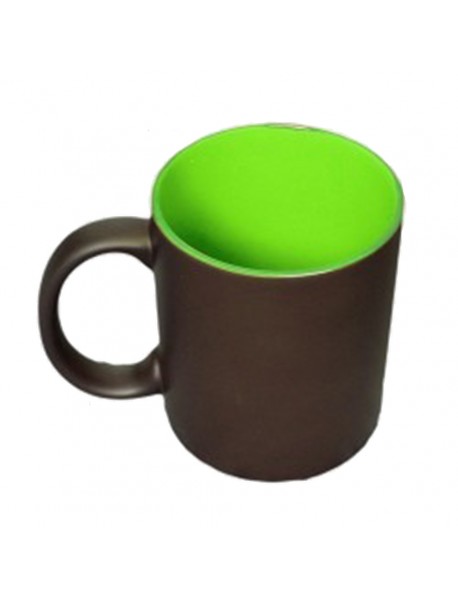 Cană personalizată termosensibilă neagră cu interior verde Cană personalizată termosensibilă neagră cu interior verde