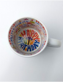 cană albă cu interior personalizat - Happy birthday