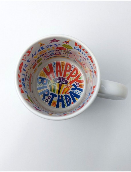 cană albă cu interior personalizat - Happy birthday