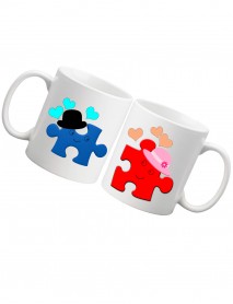 Set 2 căni Puzzle pentru el și ea