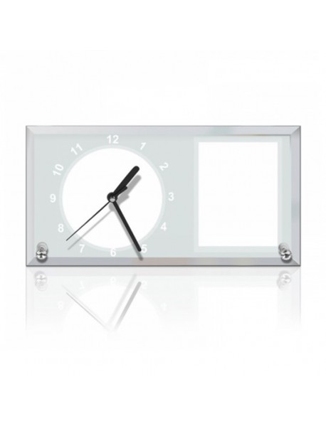 Ceas personalizat din sticlă cu două poze 16x30cm Ceas personalizat din sticlă cu două poze 16x30cm