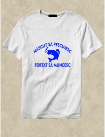 Tricou personalizat alb - Născut sa pescuiesc