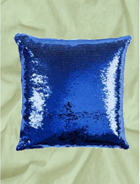 Pernă cu paiete reversibile personalizată albastră