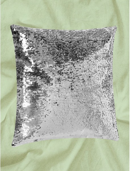 Pernă cu paiete reversibile personalizată argintie Pernă cu paiete reversibile personalizată argintie