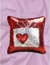 Pernă cu paiete reversibile personalizată rosie