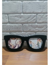 Ramă foto model ochelari cu doua poze neagră