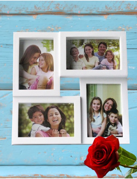 Ramă foto albă personalizată colaj cu 4 poze