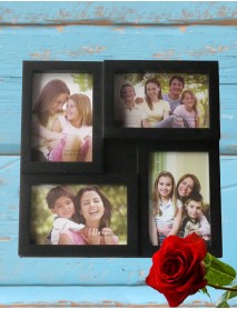 Ramă foto neagră personalizată colaj cu 4 poze Ramă foto neagră personalizată colaj cu 4 poze
