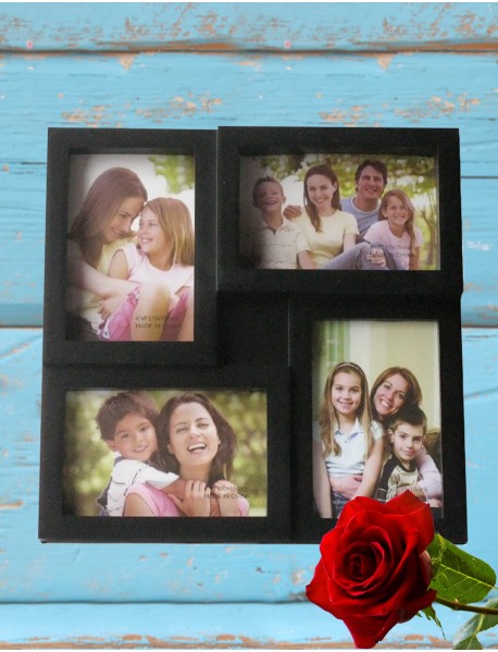 Ramă foto neagră personalizată colaj cu 4 poze