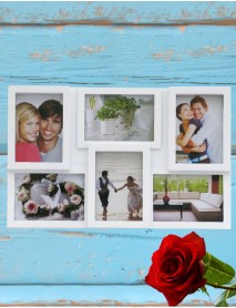Ramă foto personalizată albă colaj cu 6 poze Ramă foto personalizată albă colaj cu 6 poze