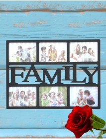 Ramă foto neagră colaj cu 6 poze - Family Ramă foto neagră colaj cu 6 poze - Family