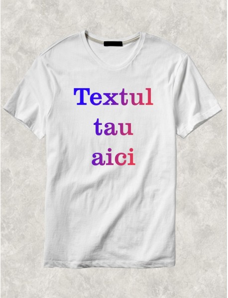 Tricou personalizat alb cu scris multicolor