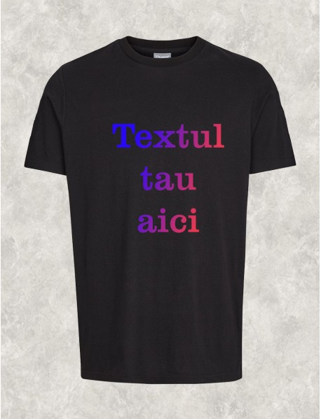 Tricou personalizat negru cu scris multicolor Tricou personalizat negru cu scris multicolor