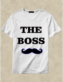 Set 2 tricouri personalizate albe - The boss , the real boss